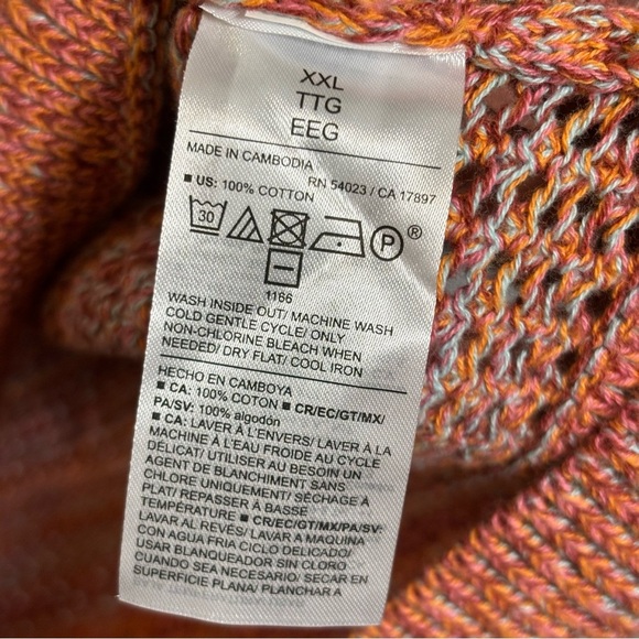 Old Navy Boat Neck Open-Knit Sweater-Orange Multi-Women Size XXL - Picture 6 of 8
